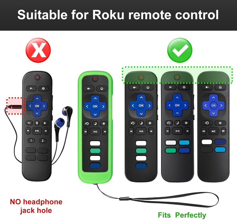 Acoyer (Pack of 2) Remote Cover Case for Roku TV Remote Control/Silicone Protective Sleeve Skin - Glow in The Dark (Green/Blue) - Image 2
